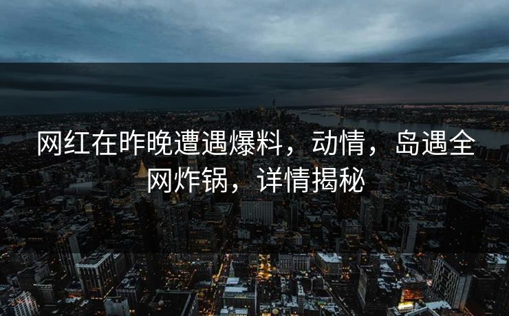 网红在昨晚遭遇爆料，动情，岛遇全网炸锅，详情揭秘